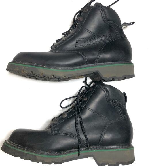 John Deere vintage black leather boots with laces - Picture 4 of 6